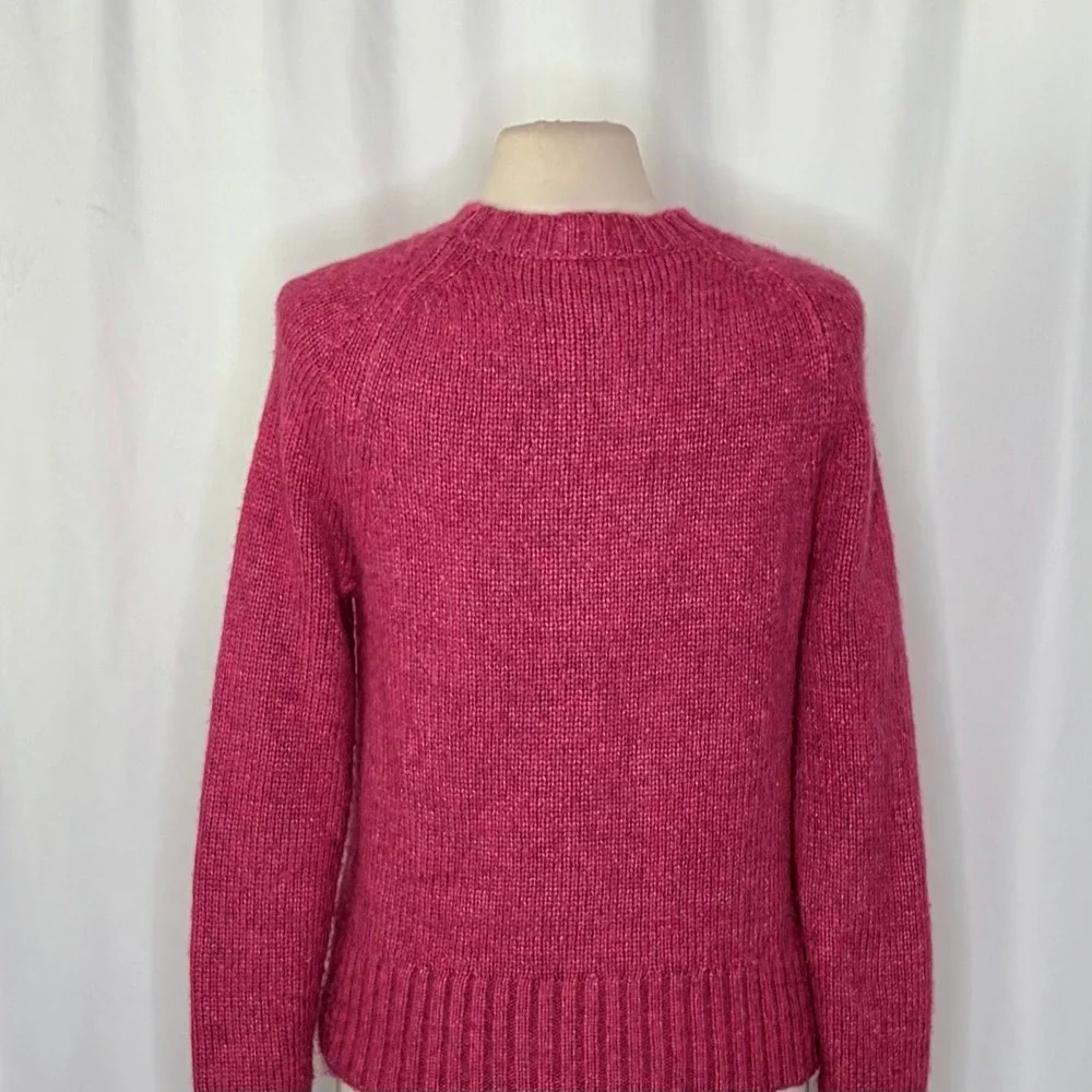 J. CREW Alpaca Blend Crewneck Sweater Pink‎ Merino Wool Heathered Fuchsia Medium